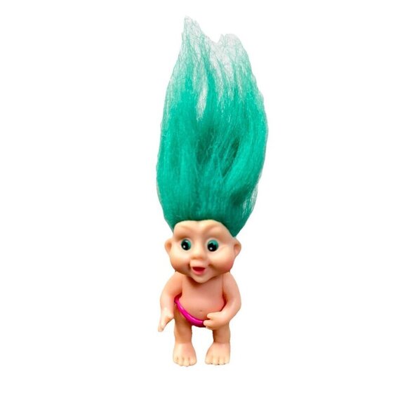 Applause Other - Vintage 1991 Applause Troll Doll 3 inch Valeria Teal Green Hair Pink Diaper
